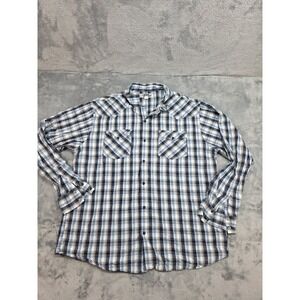 Urban Pipeline Western Plaid Pearl Snap Button Down Shirt Mens Size XL  Blue LS